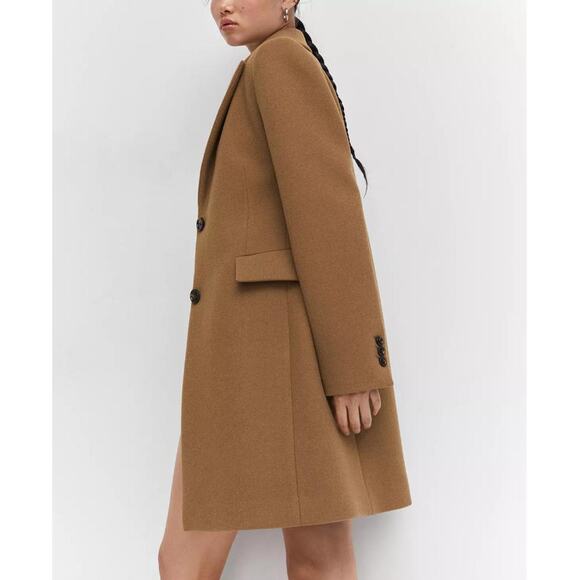 Mango Women's Lapelled Straight-Cut Coat C-30 - Picture 3 of 5